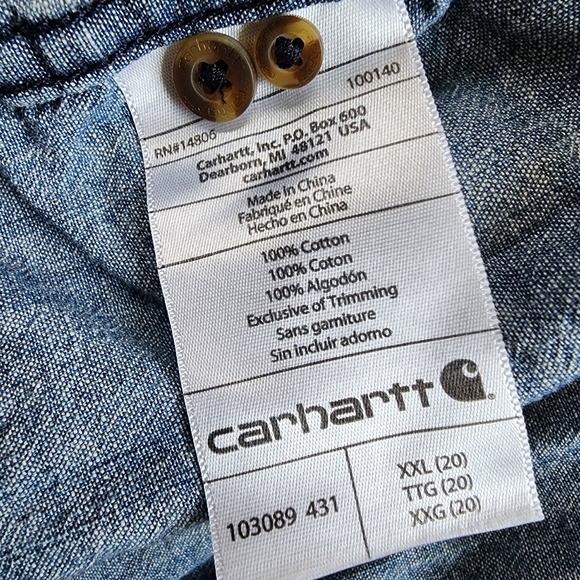 Carhartt Women's Button Down Denim Longsleeve Shirt - Picture 3 of 5